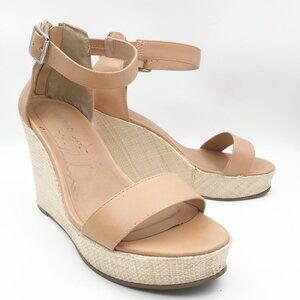 TORRID Faux Leather Tan Neutral Platform Wedge Heeled Sandals Womens 8WW